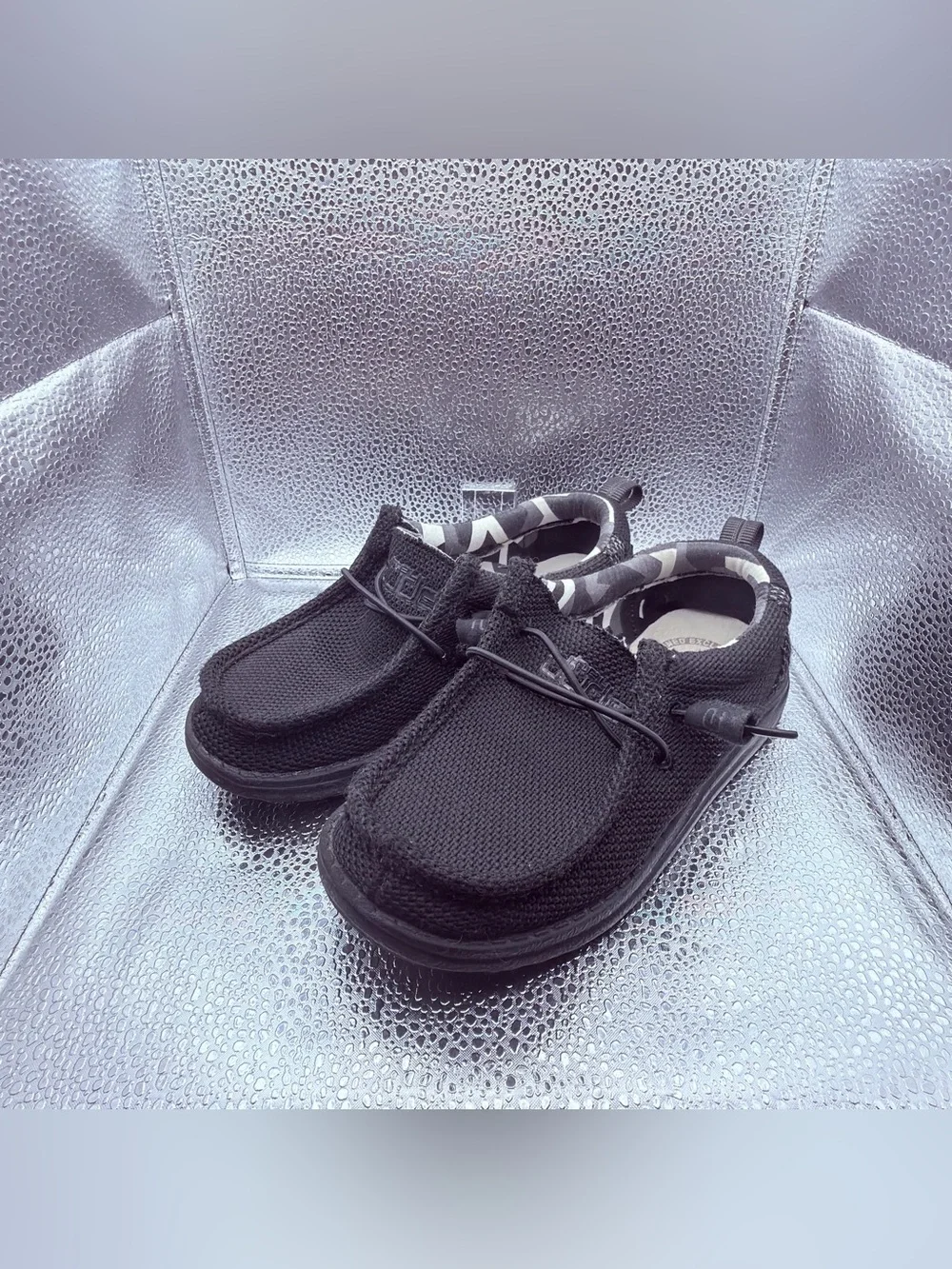 Hey Dude Kids Black Slip-On Casual Shoes with Camo Lining